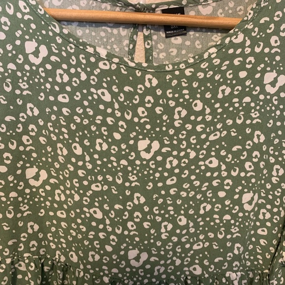 SHEIN LUNE Plus Puff Sleeve All-over Print Babydoll Top - Picture 2 of 3